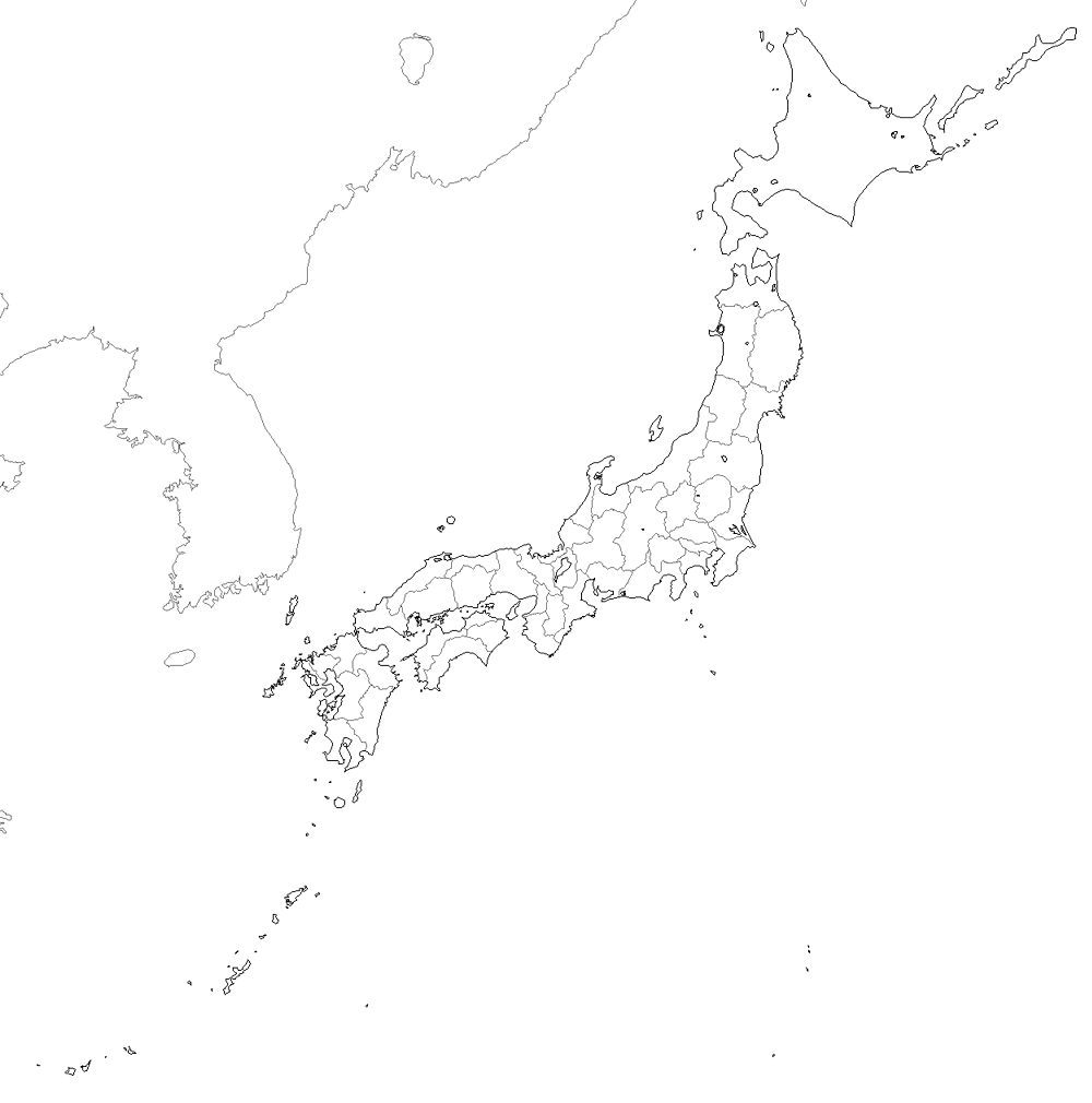 日本全図 （白地図）