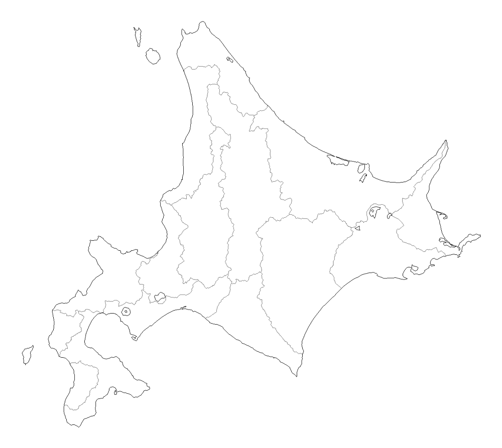 Craftmap 北海道地方の地図素材 白地図