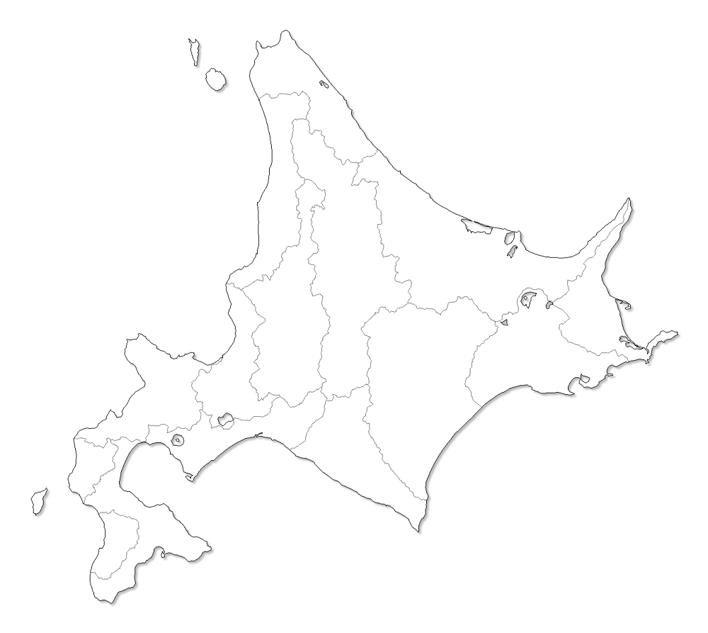 Craftmap 北海道地方の地図素材 白地図