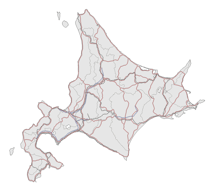 Craftmap 北海道地方の地図素材 グレー 鉄道 道路入り