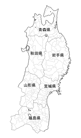 Craftmap 東北地方の地図素材 白地図 市境県名入