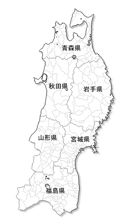 Craftmap 東北地方の地図素材 白地図 市境県名入