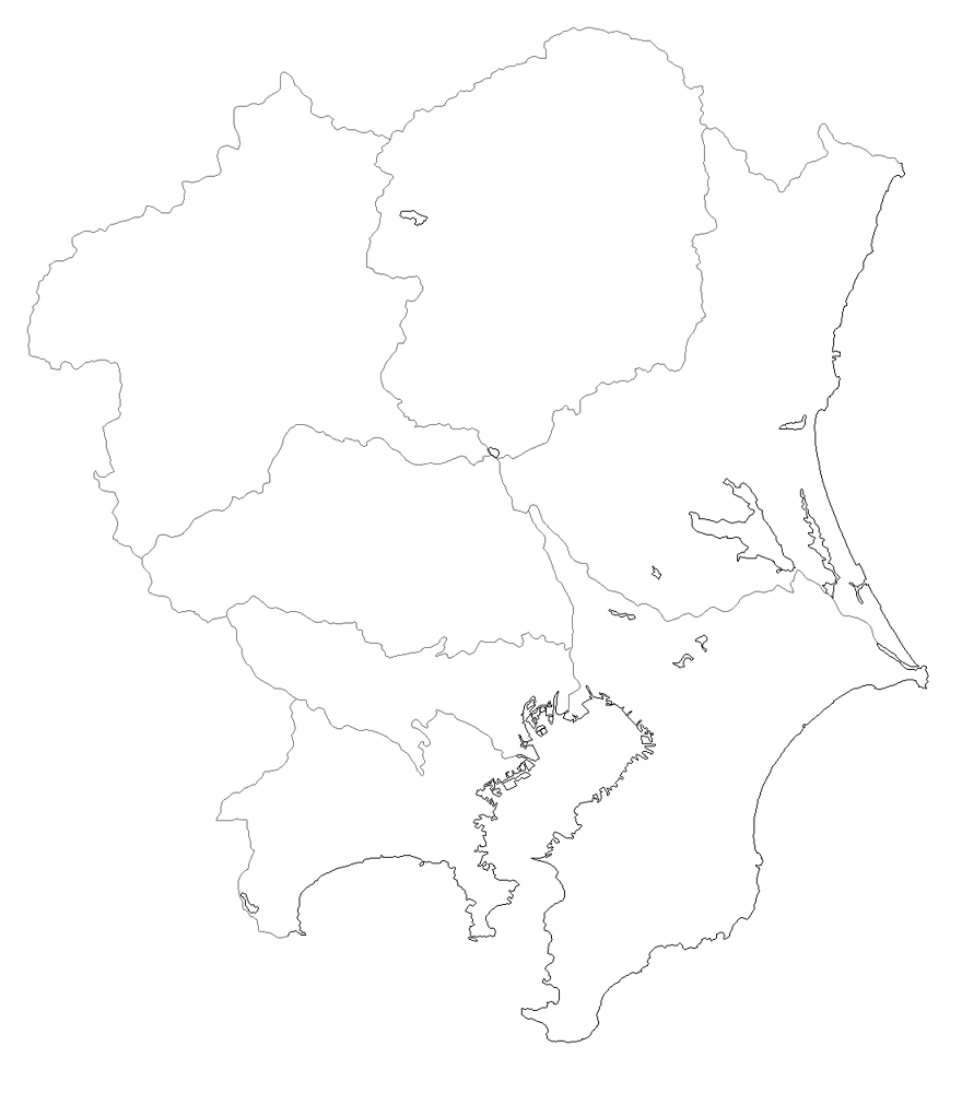 Craftmap 関東地方の地図素材 白地図