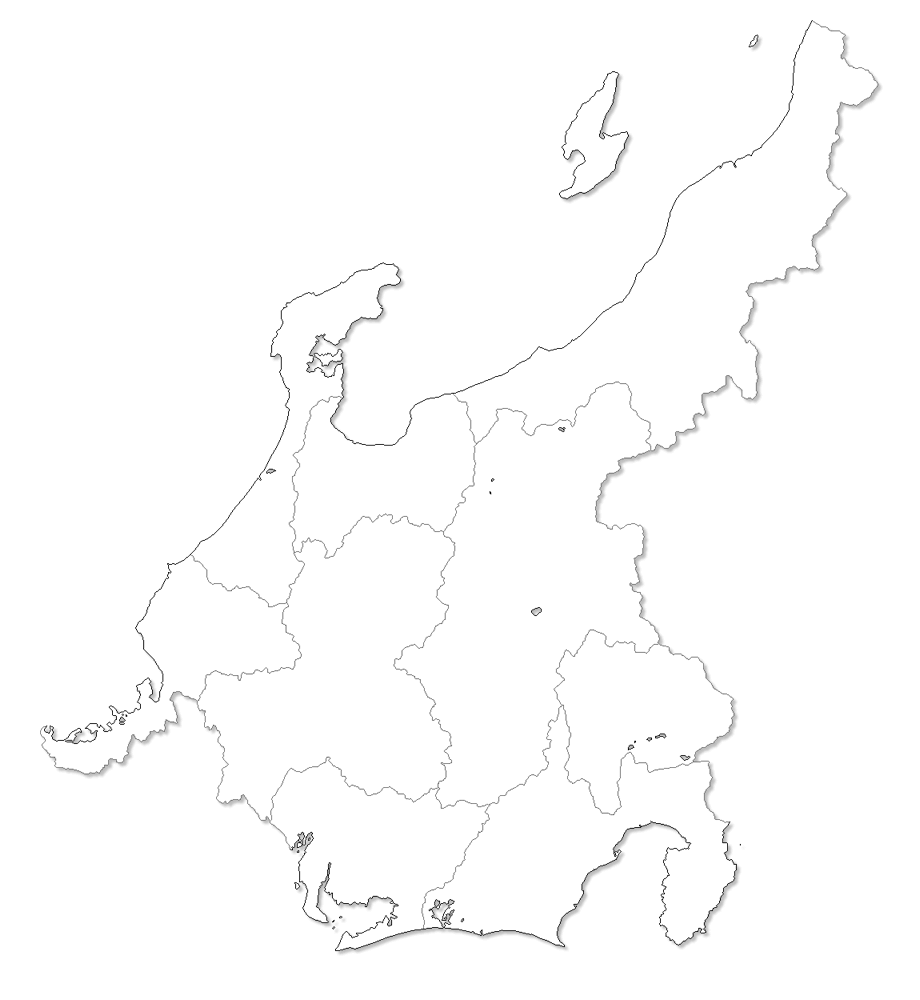 Craftmap 中部地方の地図素材 白地図