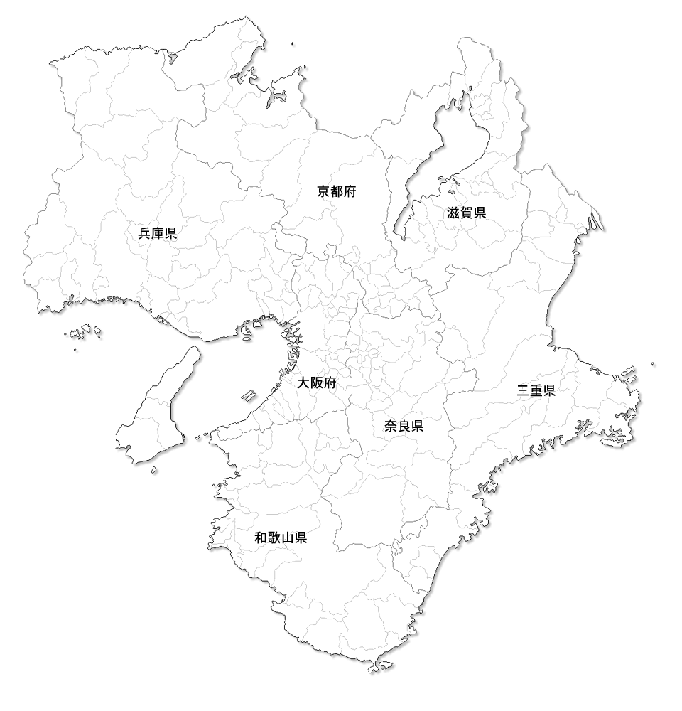 Craftmap 近畿地方の地図素材 白地図 市境県名入