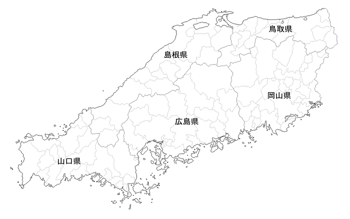 Craftmap 中国地方の地図素材 白地図 市境県名入