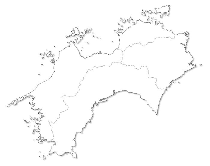 Craftmap 四国地方の地図素材 白地図