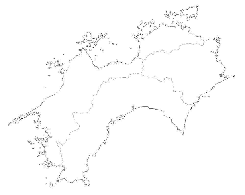 Craftmap 四国地方の地図素材 白地図