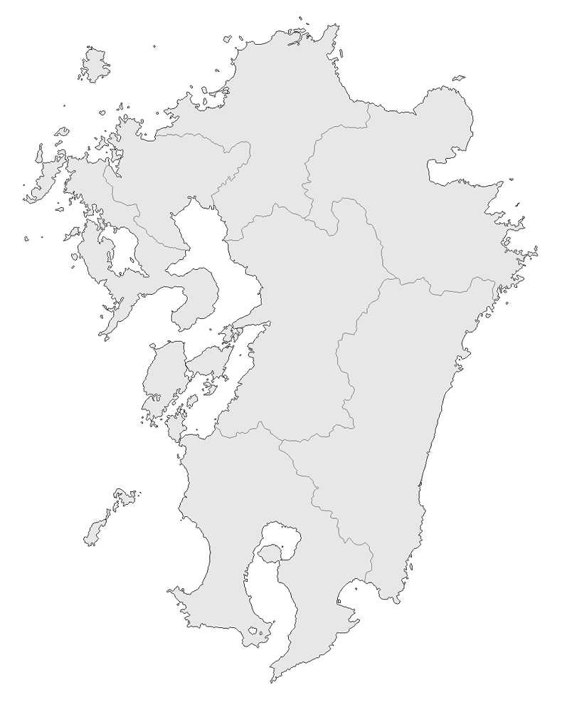 Craftmap 九州地方の地図素材 グレー色