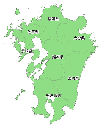 Craftmap 九州地方の地図素材 単色 県名入り