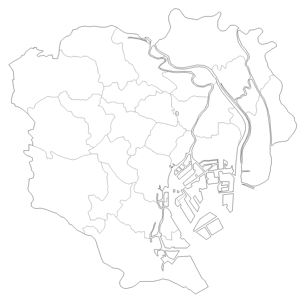 Craftmap 東京23区の地図素材 白地図