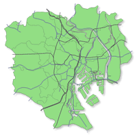 東京23区の地図素材 (単色 + 交通網①)